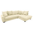 ECKSOFA Naturfarben Cord Rückenkissen, Armlehnenkissen, Bettkasten, Schlaffunktion, Rücken echt, Liegefläche im Originalstoff  - Schwarz/Naturfarben, KONVENTIONELL, Kunststoff/Textil (304/212cm) - Carryhome