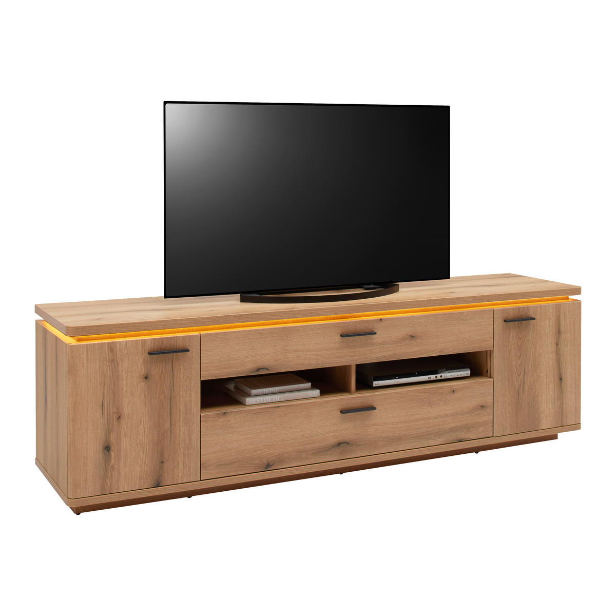 TV-ELEMENT barve hrasta  - barve hrasta/antracit, Natur, kovina/leseni material (150/81/44cm) - Hom`in