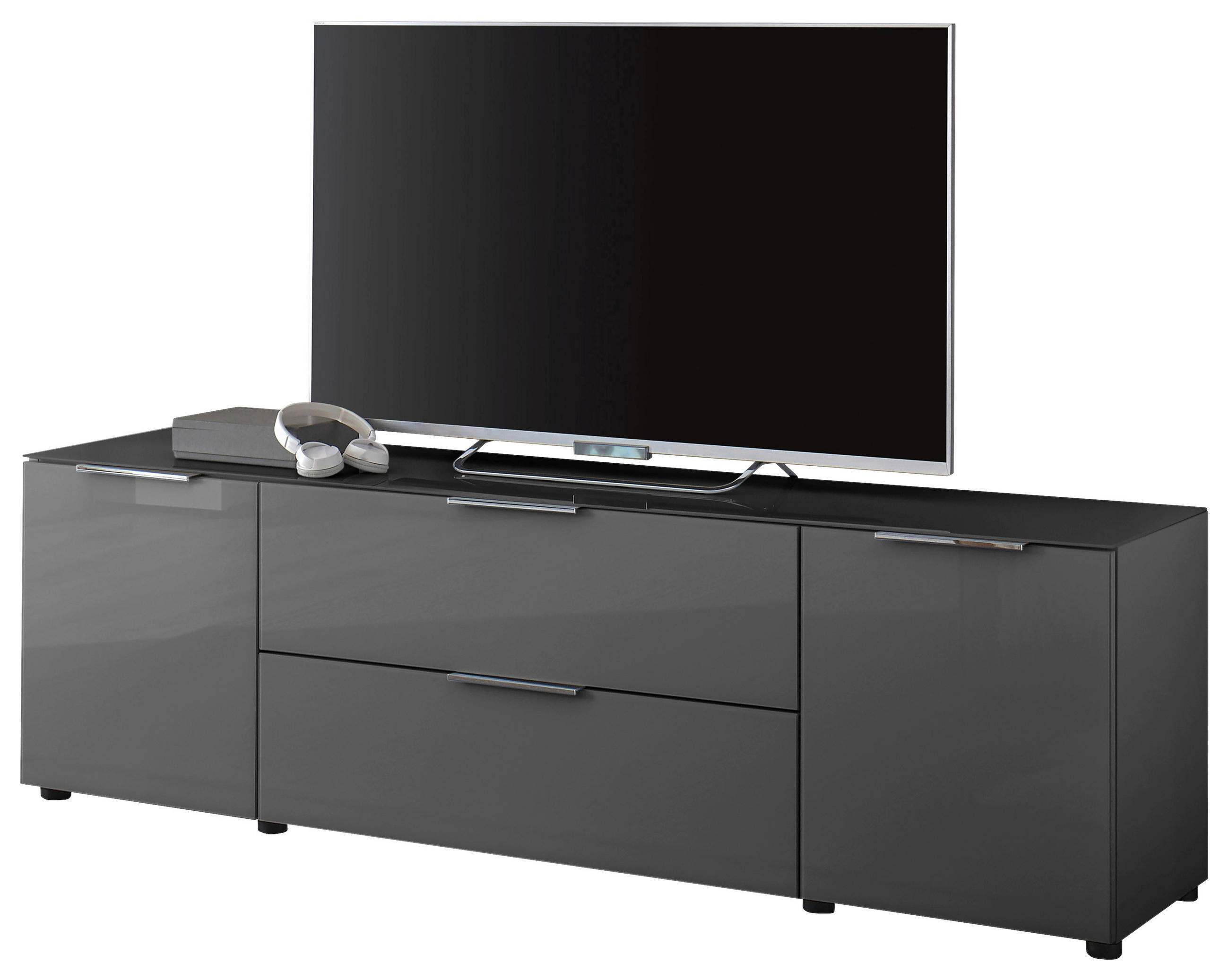 KOMODA, antracit  - barve kroma/črna, Moderno, kovina/umetna masa (180/55/40cm) - MID.YOU