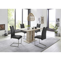 TISCHGRUPPE   - Anthrazit/Sonoma Eiche, MODERN, Textil/Metall (140 - 220/76/90cm) - MID.YOU