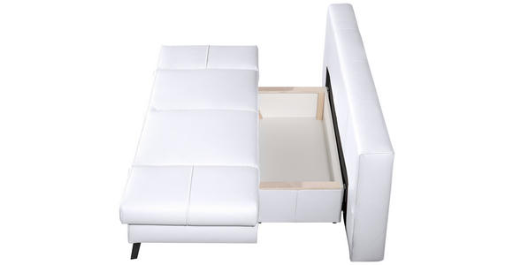 SCHLAFSOFA Weiß Echtleder - Schwarz/Weiß, Design, Leder/Metall (200/85/90cm) - Novel