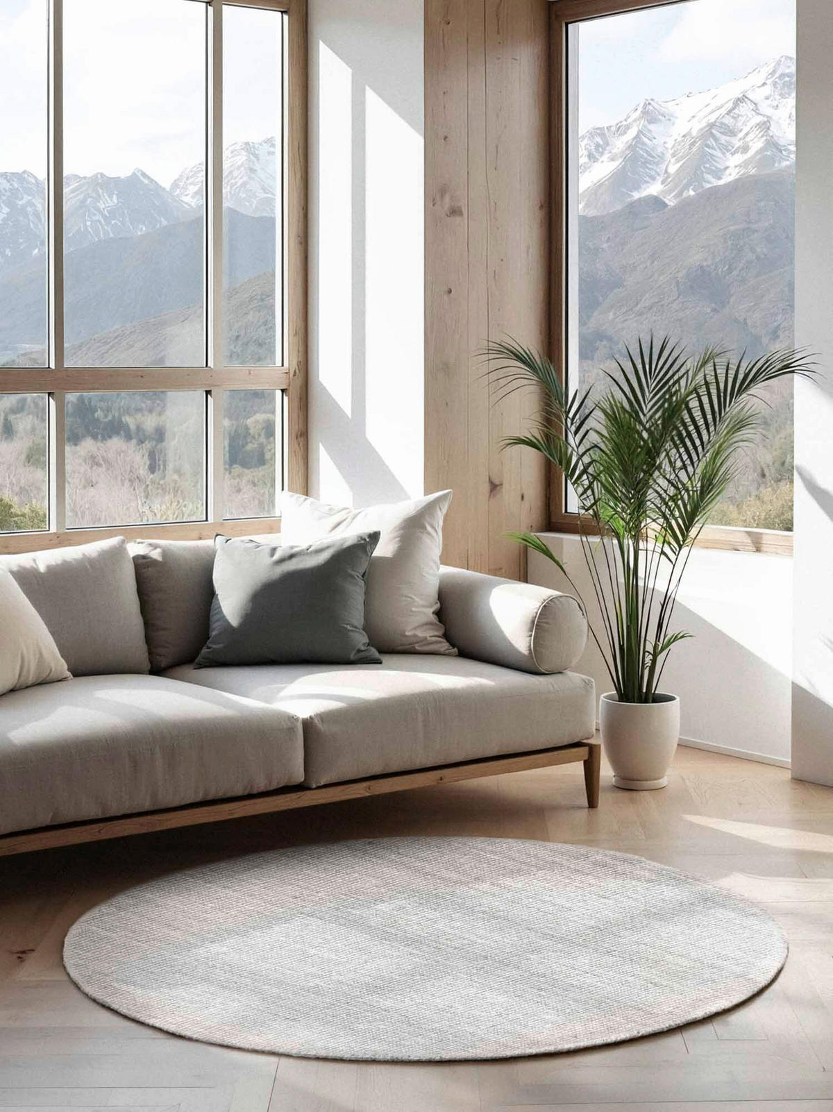 JUTETEPPICH 160 cm Bouclé Weiß rund  - Weiß, Basics, Textil (160cm) - Hanse Home