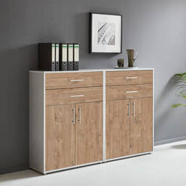 AKTENSCHRANK Grau, Eichefarben  - Eichefarben/Grau, MODERN, Holzwerkstoff (168,8/113,6/33cm) - MID.YOU
