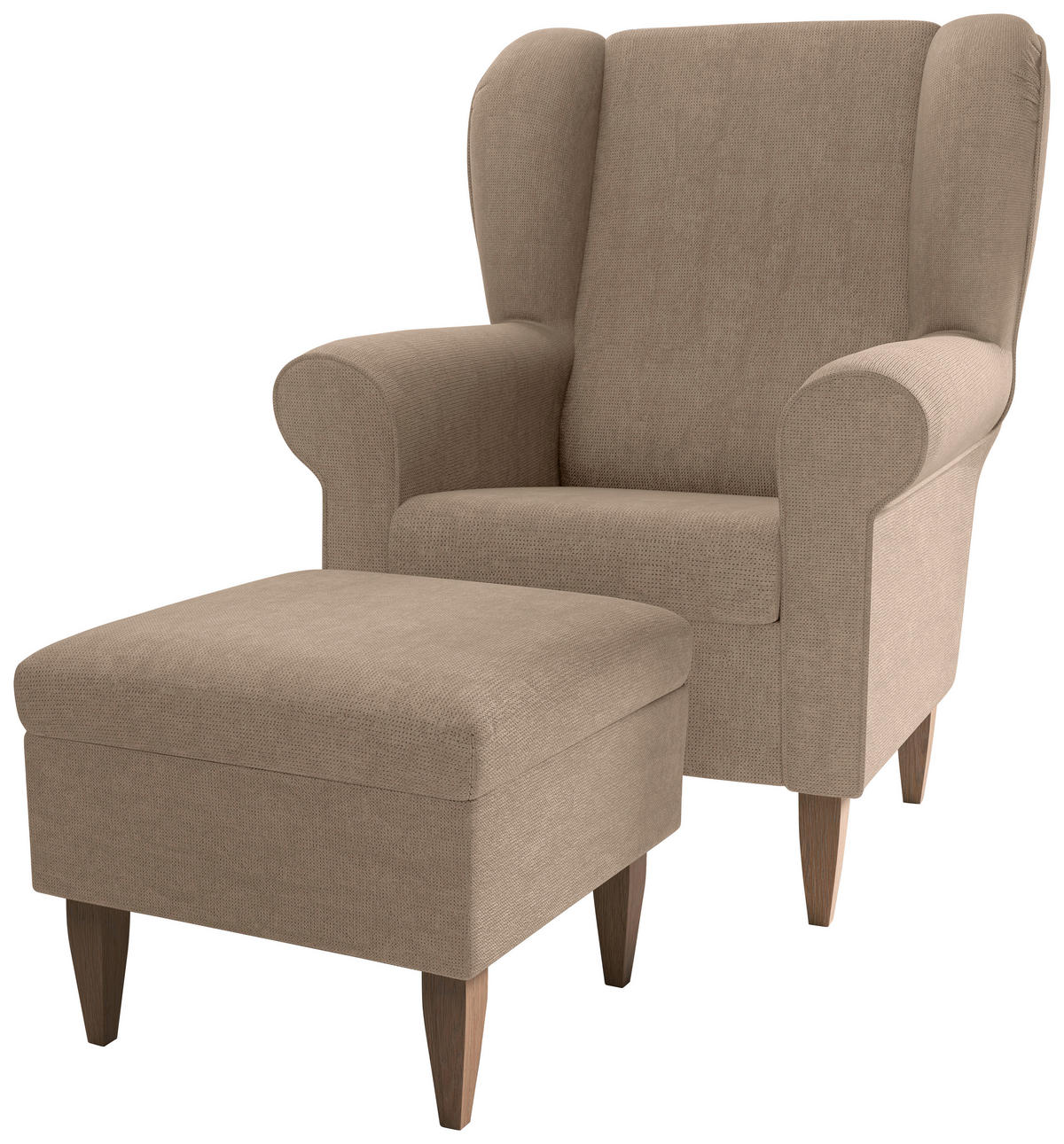 SESSELSET Chenille Hellbraun  - Hellbraun/Naturfarben, Konventionell, Holz/Textil (80/102/86cm) - Livetastic