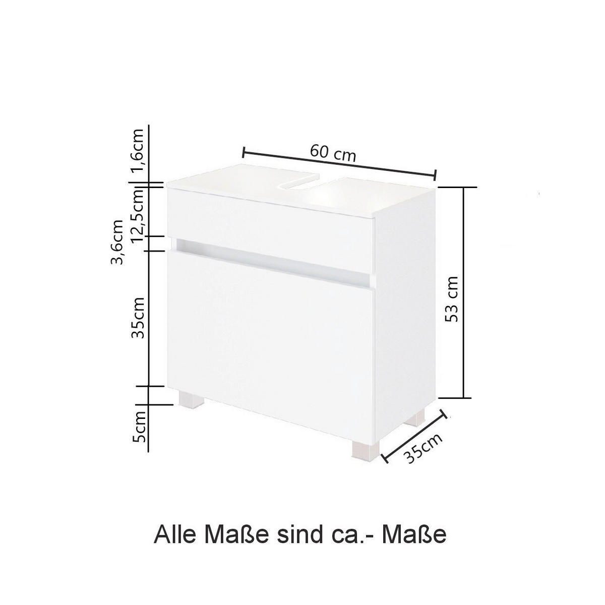 WASCHBECKENUNTERSCHRANK 60/55/35 cm  - Silberfarben/Eiche Wotan, KONVENTIONELL, Holzwerkstoff/Kunststoff (60/55/35cm) - Held
