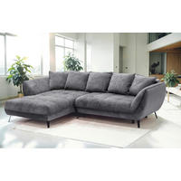 ECKSOFA Struktur Graphitfarben, Grau  - Graphitfarben/Schwarz, Design, Textil/Metall (187/282cm) - Livetastic