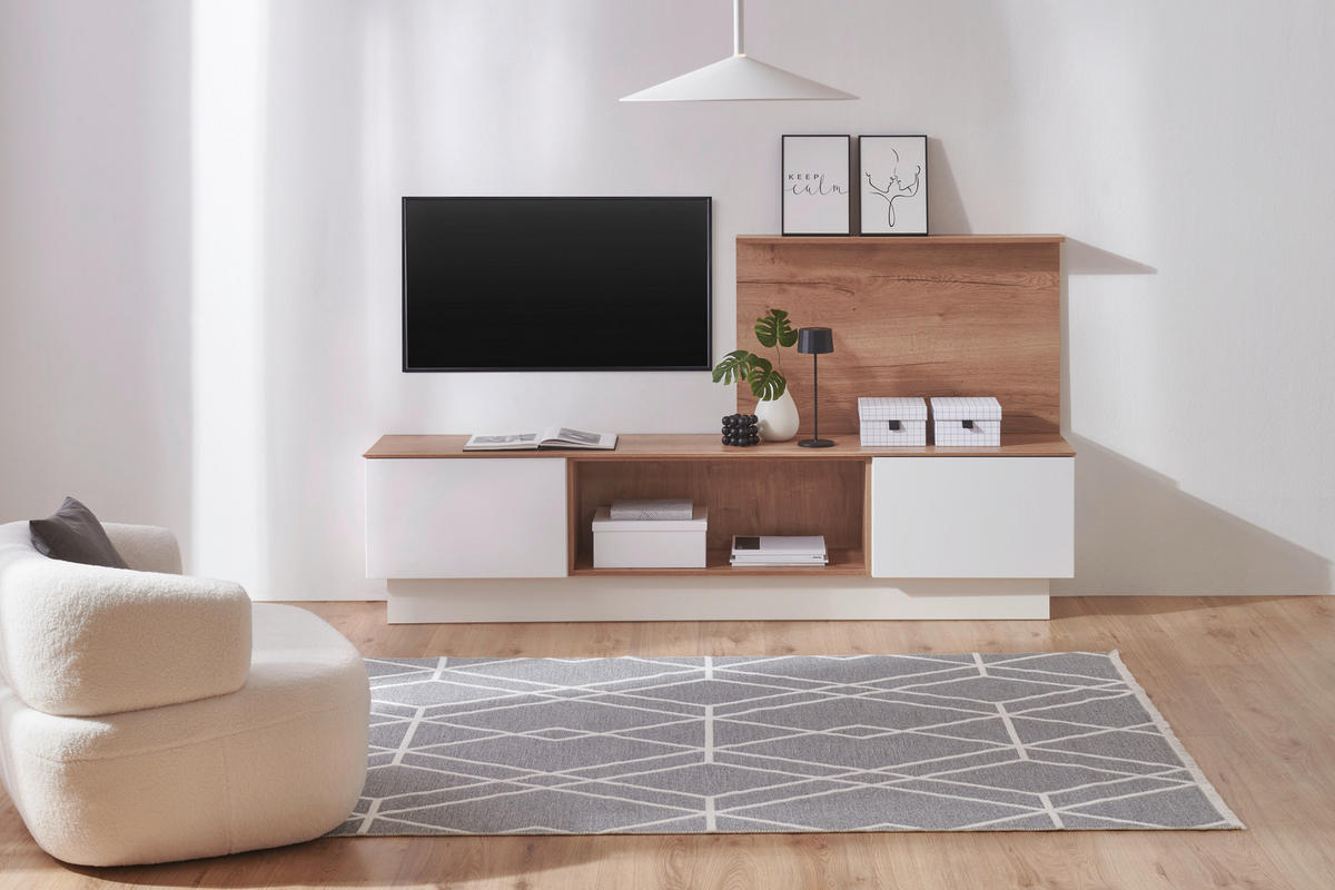 OBÝVACÍ STĚNA, bílá - bílá, Design, kompozitní dřevo - Celina