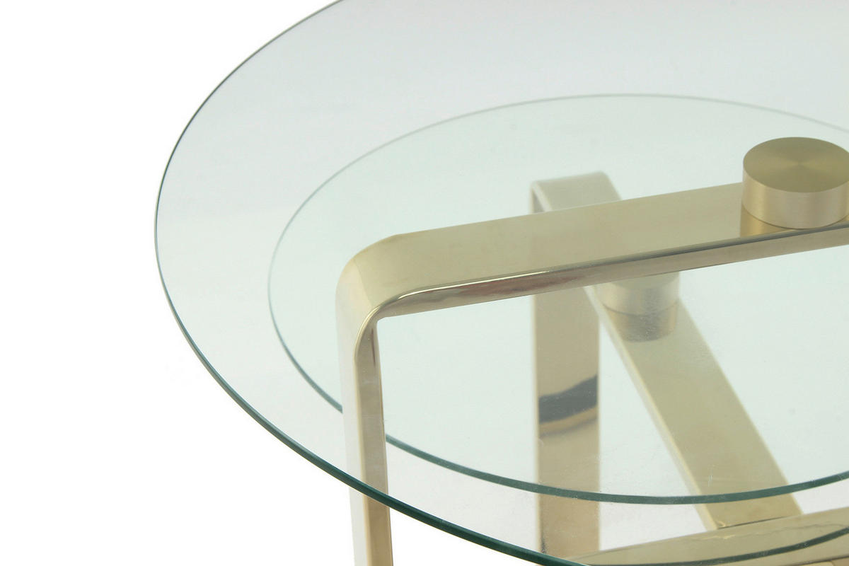 BEISTELLTISCH 46/46/60 cm Klar, Goldfarben rund  - Klar/Goldfarben, Design, Glas/Metall (46/46/60cm) - Kayoom