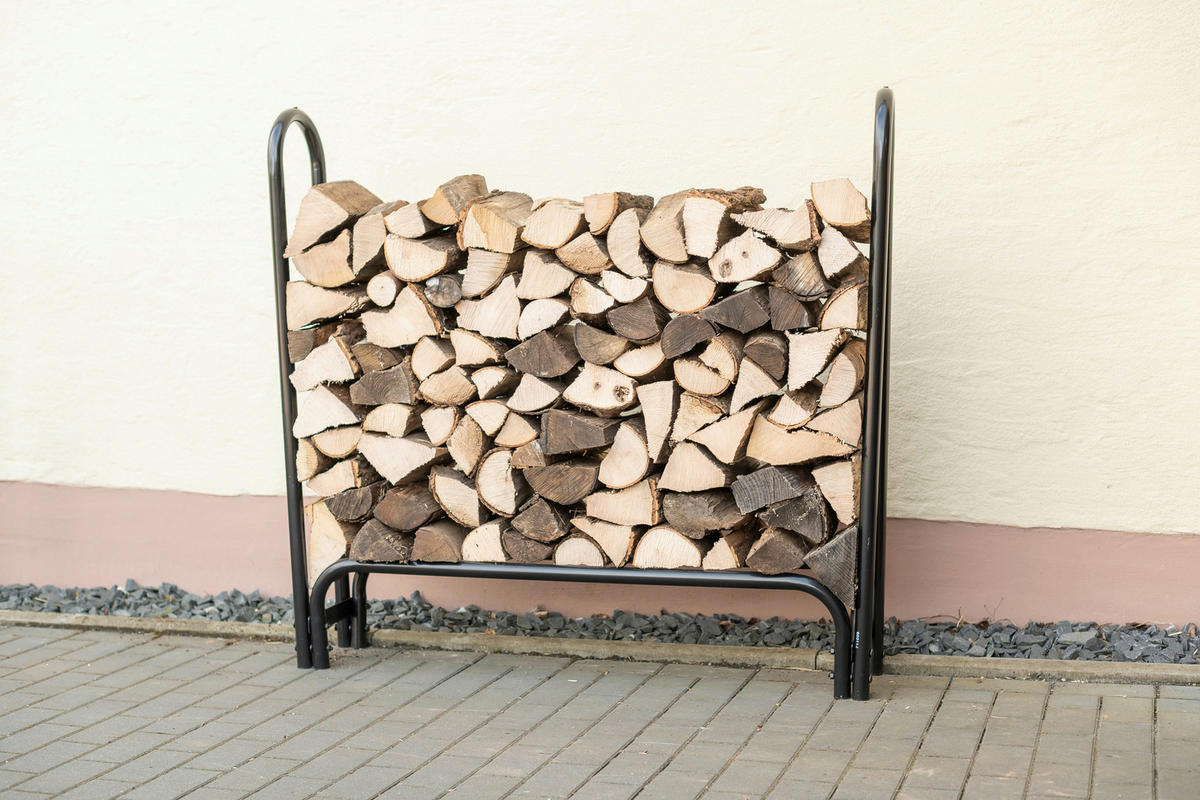 KAMINHOLZREGAL 25/118/126 cm  Metall  - Schwarz, Basics, Metall (25/118/126cm)