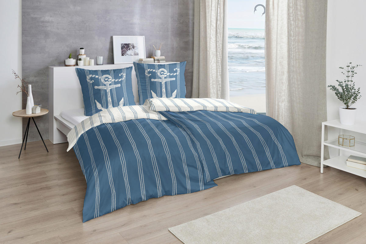 BETTWÄSCHE Renforcé 135/200 cm  - Blau, Basics, Textil (135/200cm)