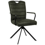 ARMLEHNSTUHL  Sitzfläche 360° drehbar, inklusive Armlehnen, mit Griff, automatische Rückholfunktion Mikrofaser  - Dunkelgrün/Schwarz, Design, Textil/Metall (50/92,5/62cm) - Ambia Home