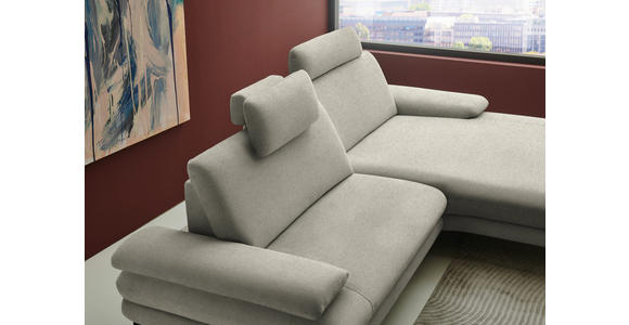 ECKSOFA  in Chenille, Flachgewebe Greige  284/180 cm  - Greige/Schwarz, Design, Textil/Metall (284/180cm) - Dieter Knoll