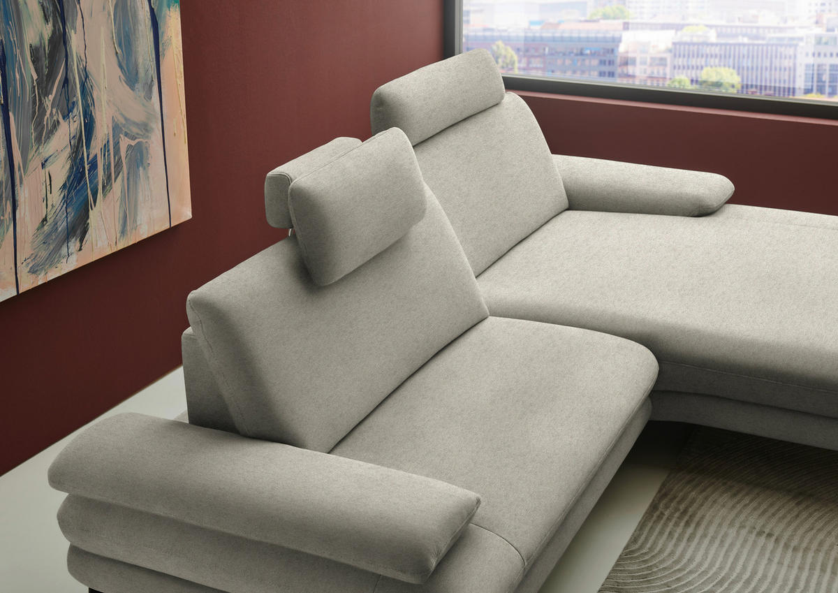 ECKSOFA chenille, tissage à plat grège  - noir/grège, Design, textile/métal (284/180cm) - Dieter Knoll