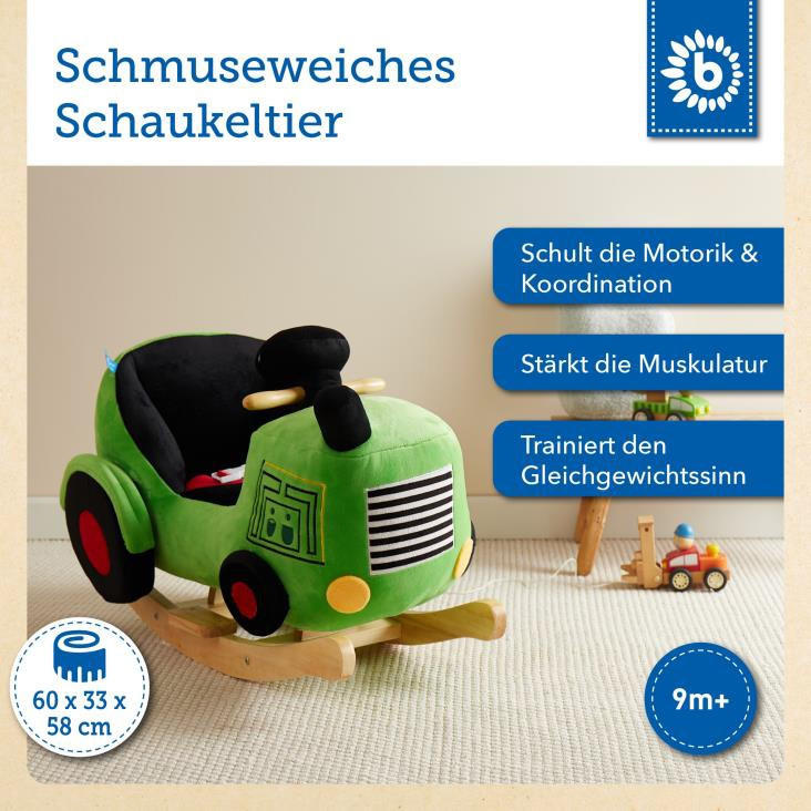 SCHAUKELTIER - Schwarz/Grün, Trend, Holz/Textil (59/32,5/47cm)