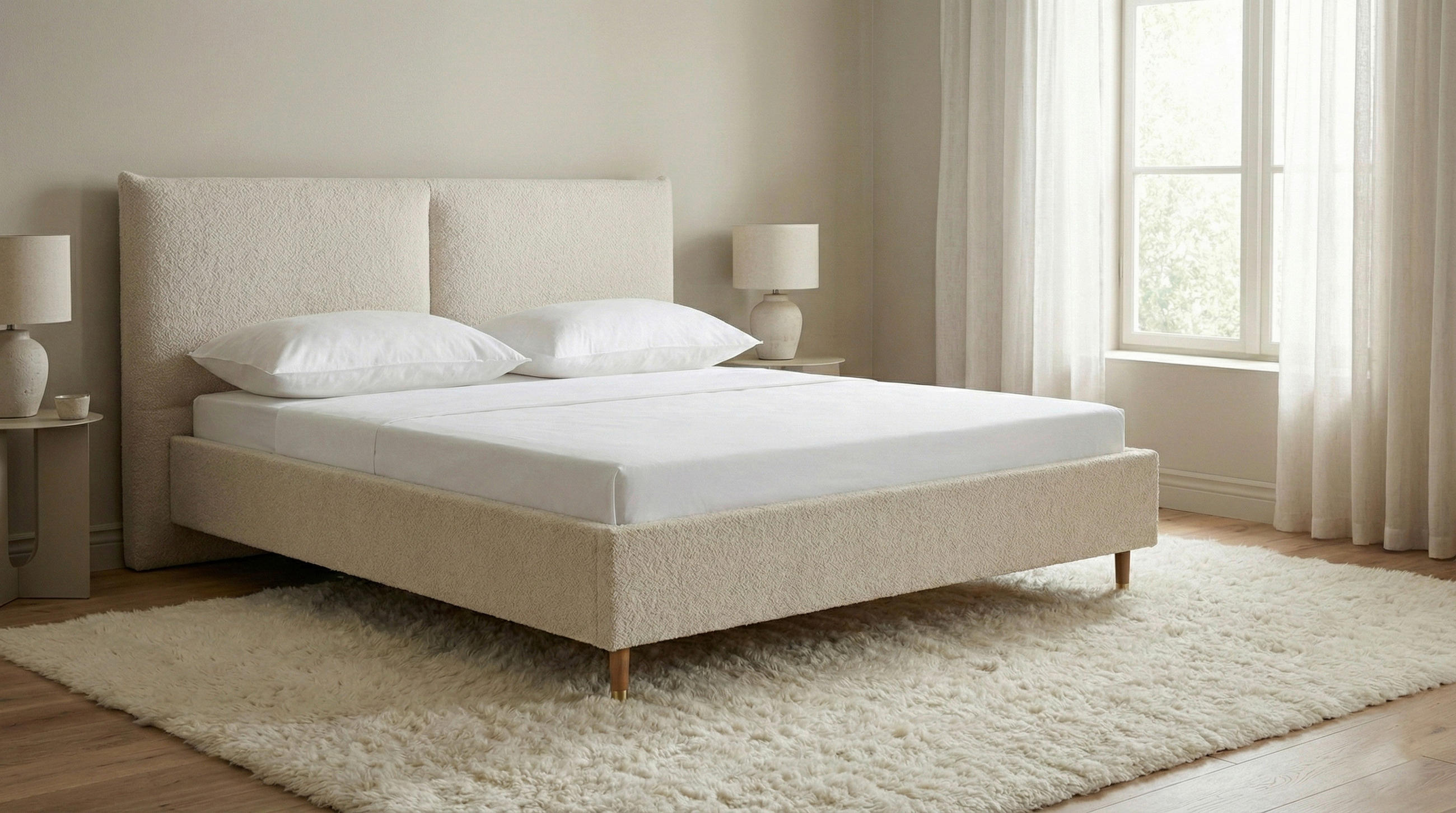 POLSTERBETT 140/200 cm,  in Weiß,  - Eichefarben/Weiß, MODERN, Holz/Textil (140/200cm) - Livetastic