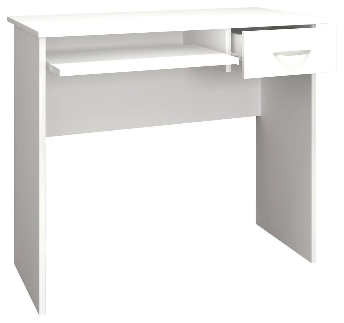 SCHREIBTISCH 85/50/75 cm  in Weiss  - Weiss/Alufarben, Modern, Holzwerkstoff/Metall (85/50/75cm) - MID.YOU