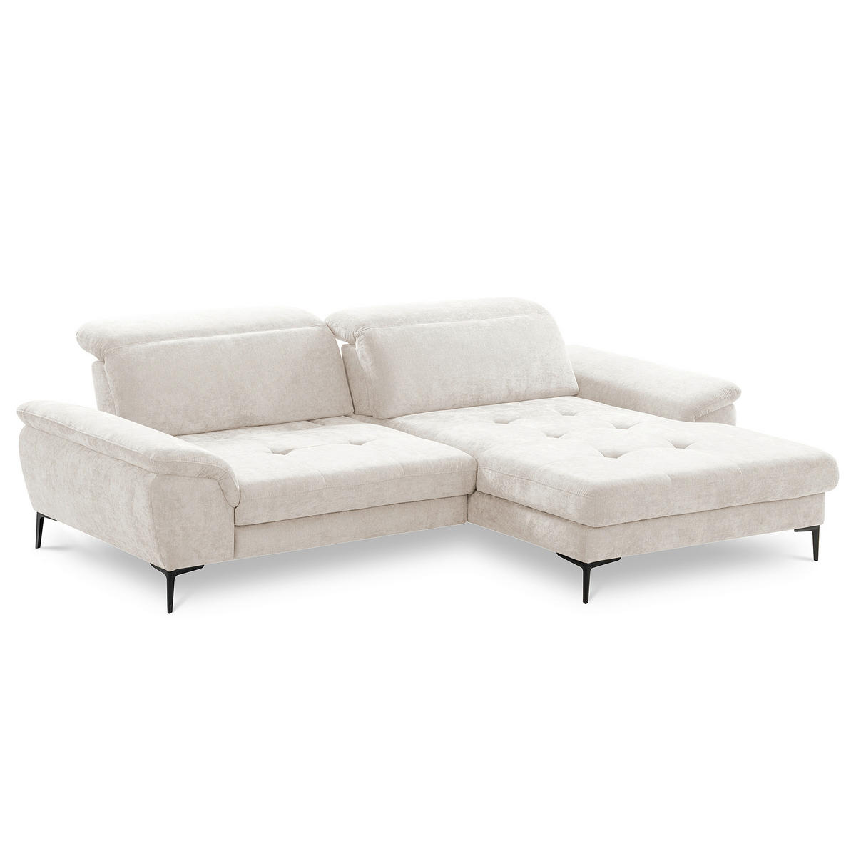 ECKSOFA  Webstoff Sandfarben  - Sandfarben/Schwarz, Design, Textil/Metall (268/195cm) - Livetastic