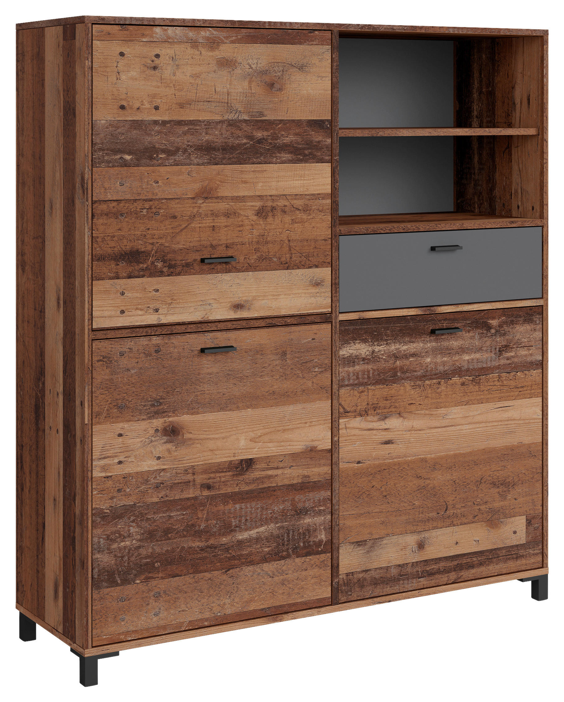 HIGHBOARD Jackson  in 126/143/40 cm  - Anthrazit/Schwarz, Design, Holzwerkstoff/Kunststoff (126/143/40cm) - MID.YOU