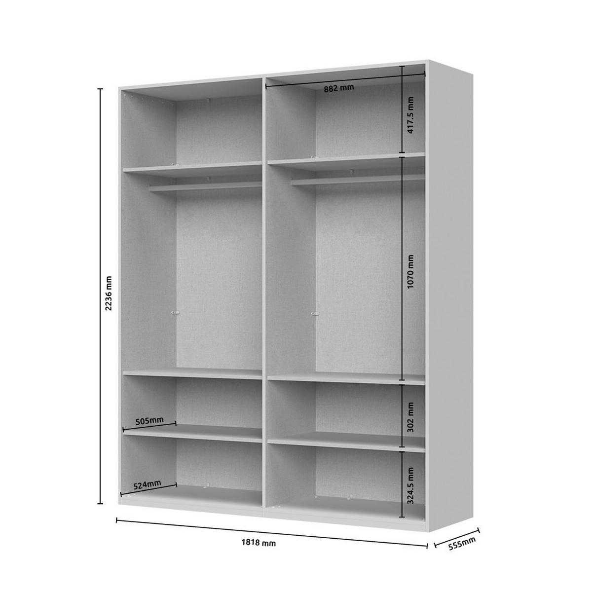 ORMAR SA KLASIČNIM VRATIMA bela, bela visoki sjaj  187/226/60 cm  - bela/bela visoki sjaj, Dizajnerski, metal/pločasti materijal (187/226/60cm)