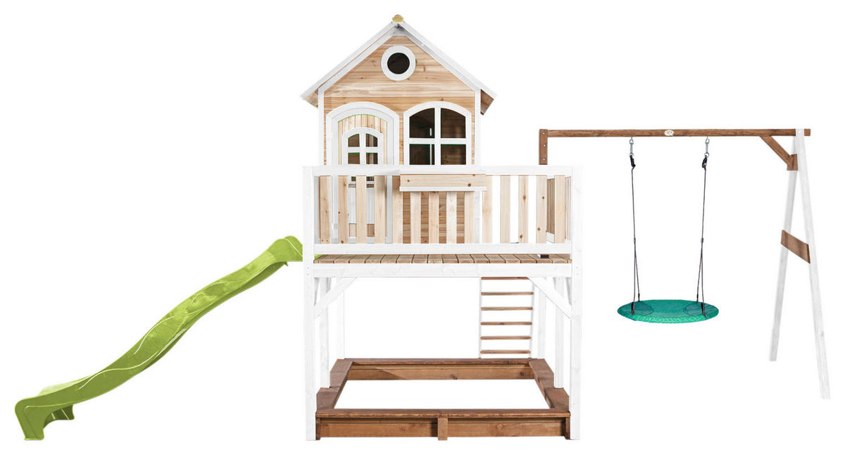 SPIELTURM 613/291/277 cm  - Braun/Weiß, KONVENTIONELL, Holz (613/291/277cm) - Ambia Garden