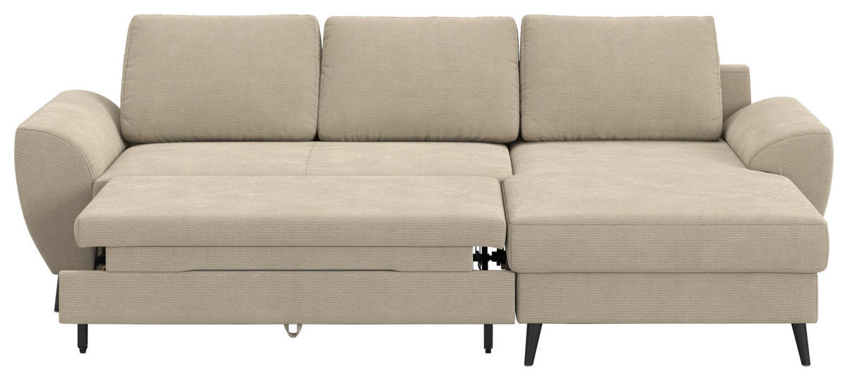 ECKSOFA Cord Hellbraun  - Hellbraun/Schwarz, Trend, Textil/Metall (255/154cm) - MID.YOU