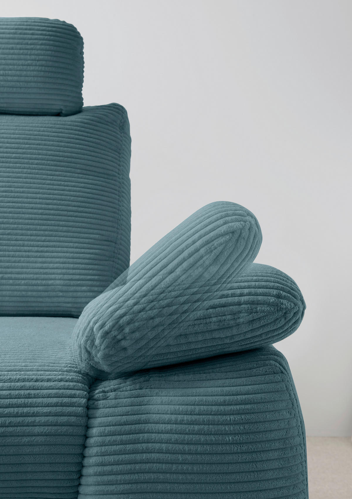ECKSCHLAFSOFA in Cord Petrol  - Wildeiche/Petrol, Modern, Holz/Textil (206/261cm) - Livetastic
