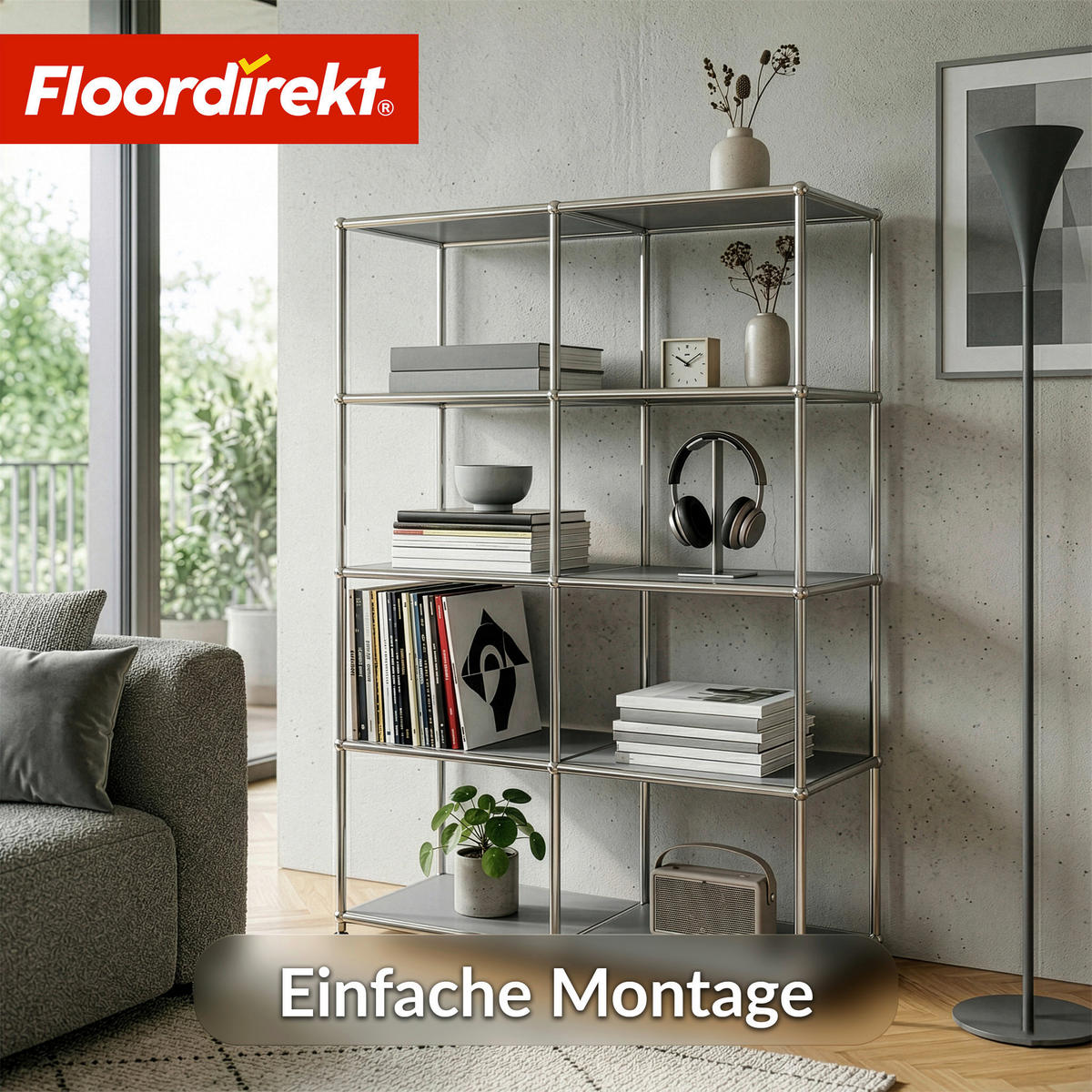 STANDREGAL Grau  - Grau, Basics, Metall (78/118/40cm) - Floordirekt