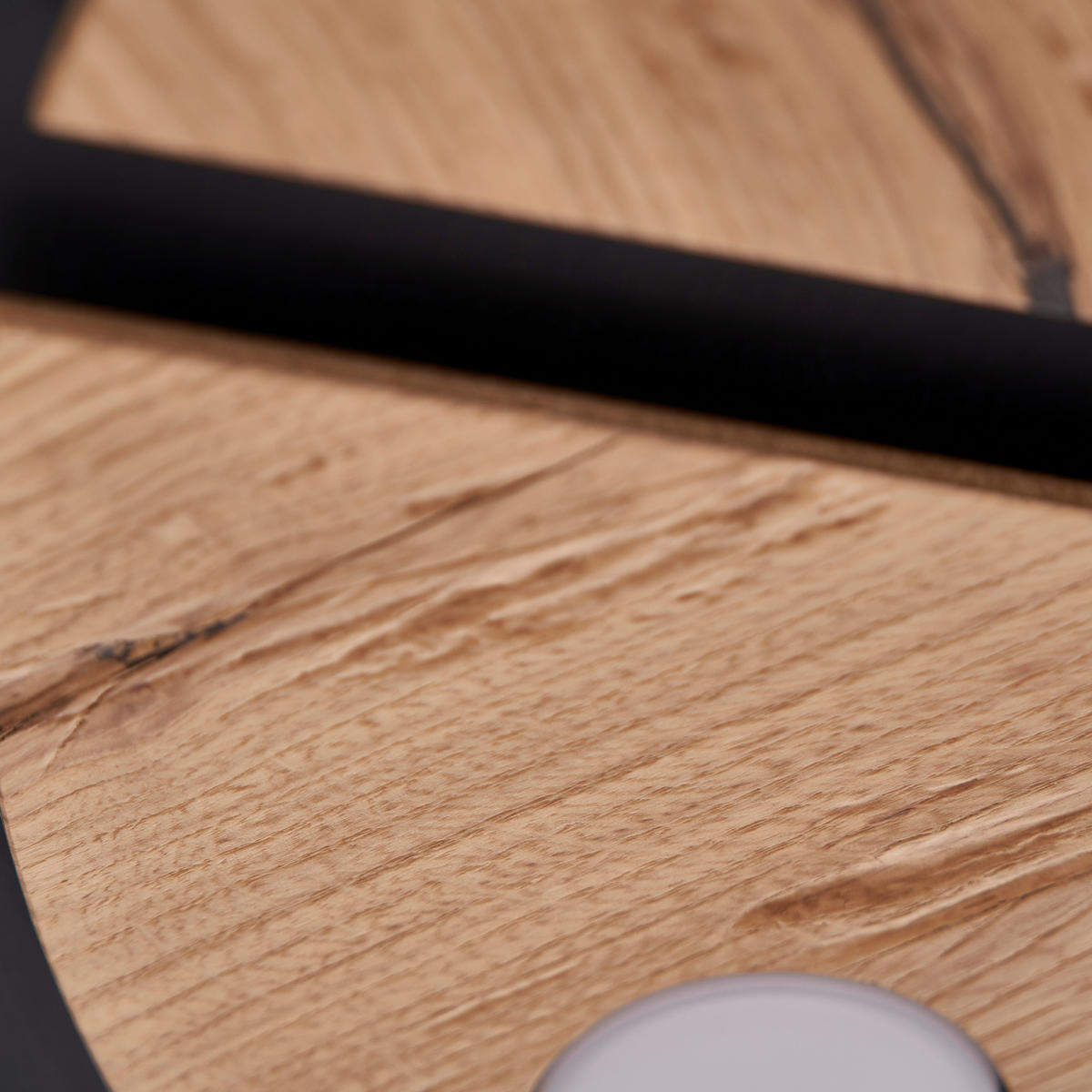 LED-DECKENLEUCHTE Rota 60/6,5 cm  - Eichefarben/Schwarz, Design, Holz/Metall (60/6,5cm) - Grossmann