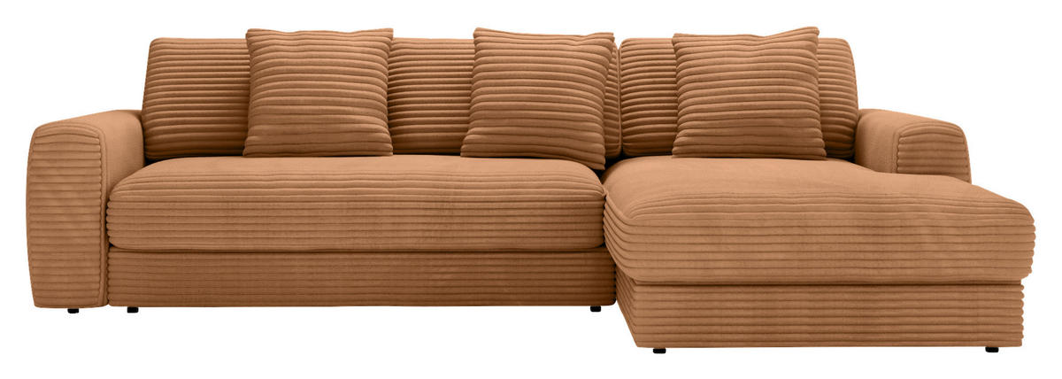 ECKSOFA in Cord Rostfarben  - Rostfarben/Schwarz, Modern, Kunststoff/Textil (302/182cm) - Carryhome