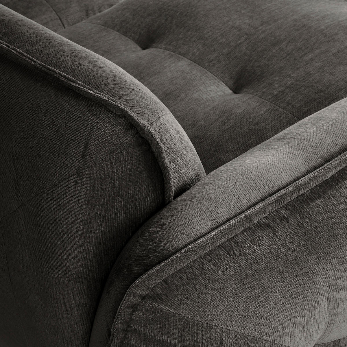 ECKSOFA in Chenille Anthrazit  - Anthrazit/Schwarz, Modern, Kunststoff/Textil (184/269cm) - Trendmanufaktur