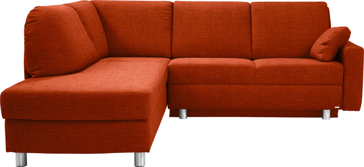 ECKSOFA in Chenille Orange  208/227 cm  - Alufarben/Orange, KONVENTIONELL, Textil/Metall (208/227cm) - Sedda