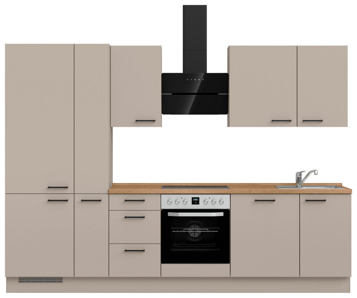 KÜCHENBLOCK Easytouch 300 cm  in Eichefarben, Sandfarben  - Sandfarben/Eichefarben, MODERN, Holzwerkstoff/Metall (300cm) - Nobilia