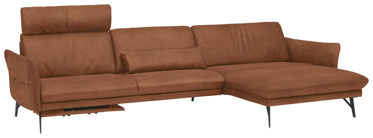 ECKSOFA in Lederlook Braun  - Anthrazit/Braun, Design, Textil/Metall (330/174cm) - Himolla