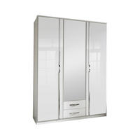 DREHTÜRENSCHRANK Weiss, Weiss Hochglanz  - Weiss Hochglanz/Chromfarben, Modern, Holzwerkstoff/Kunststoff (135/199/58cm) - MID.YOU