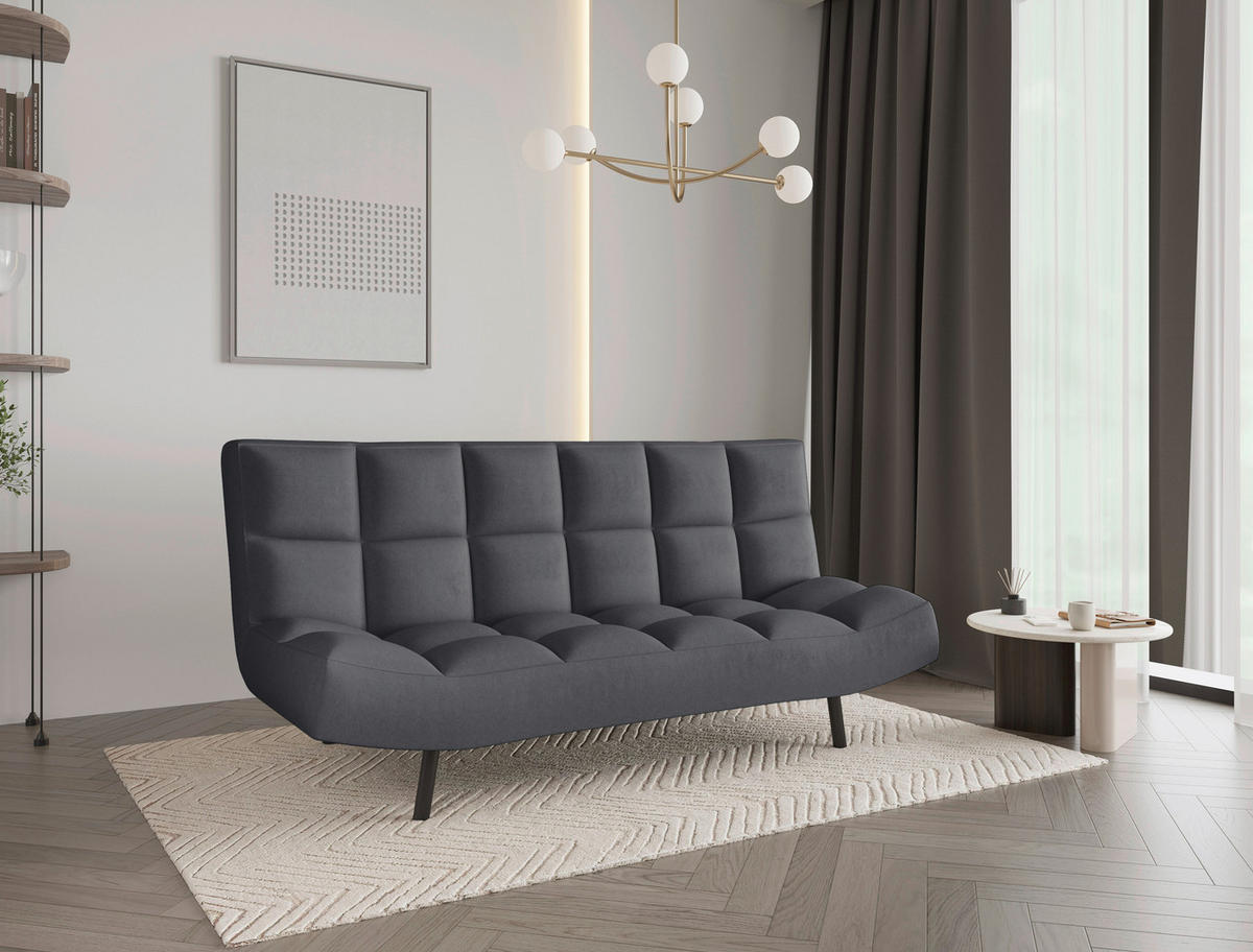 SCHLAFSOFA  in Mikrofaser Grau  - Schwarz/Grau, KONVENTIONELL, Holz/Textil (197/85/92cm) - Carryhome