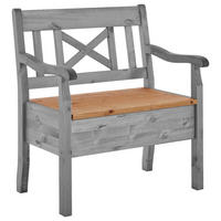 SITZBANK 84/93/58 cm Grau, Laugenfarbig Kiefer massiv  - Laugenfarbig/Grau, ROMANTIK / LANDHAUS, Holz (84/93/58cm) - Boxxx