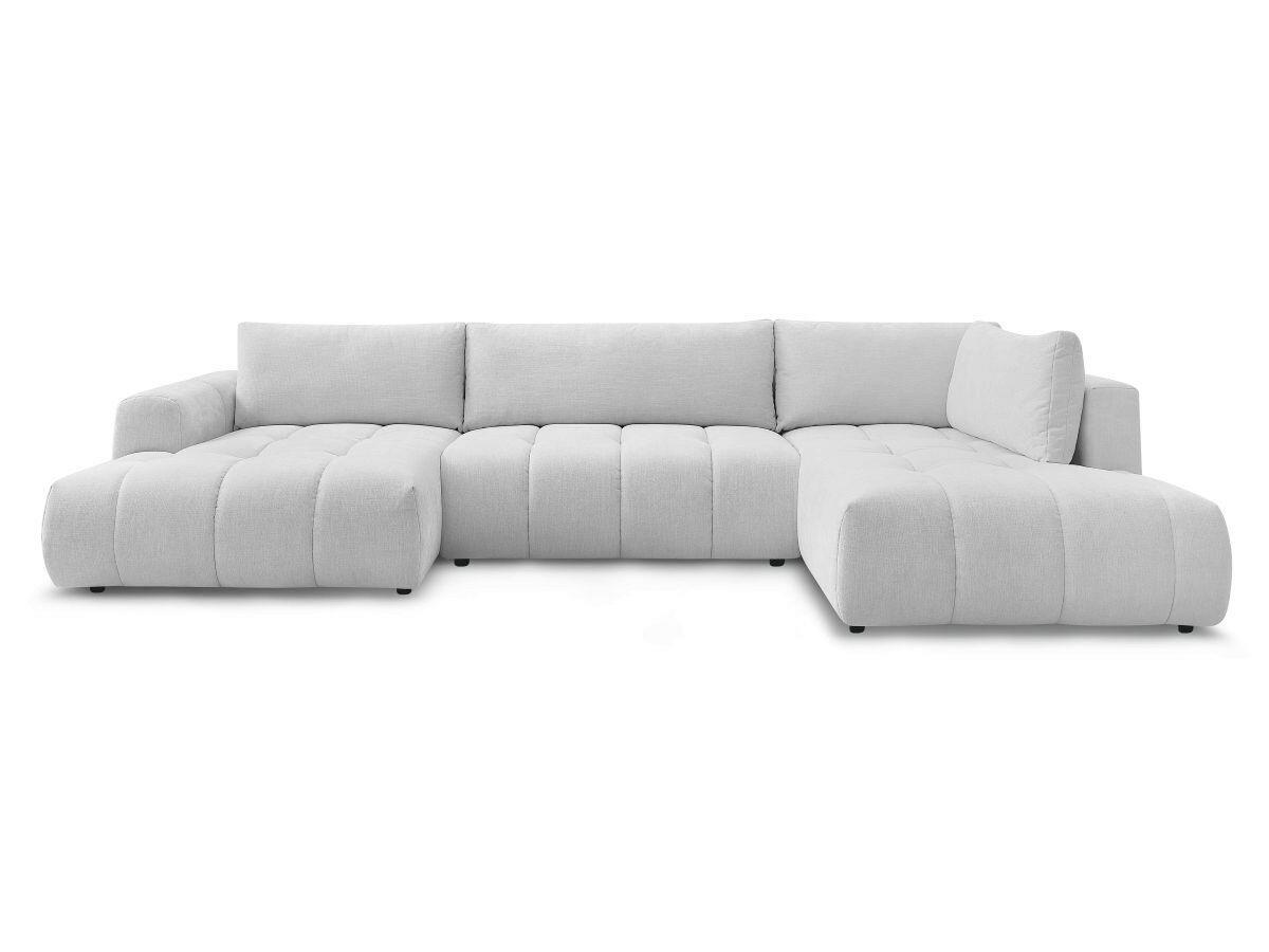 WOHNLANDSCHAFT  FUJI  Hellgrau Leinenoptik  - Hellgrau/Schwarz, MODERN, Kunststoff/Textil (160/377/204cm)