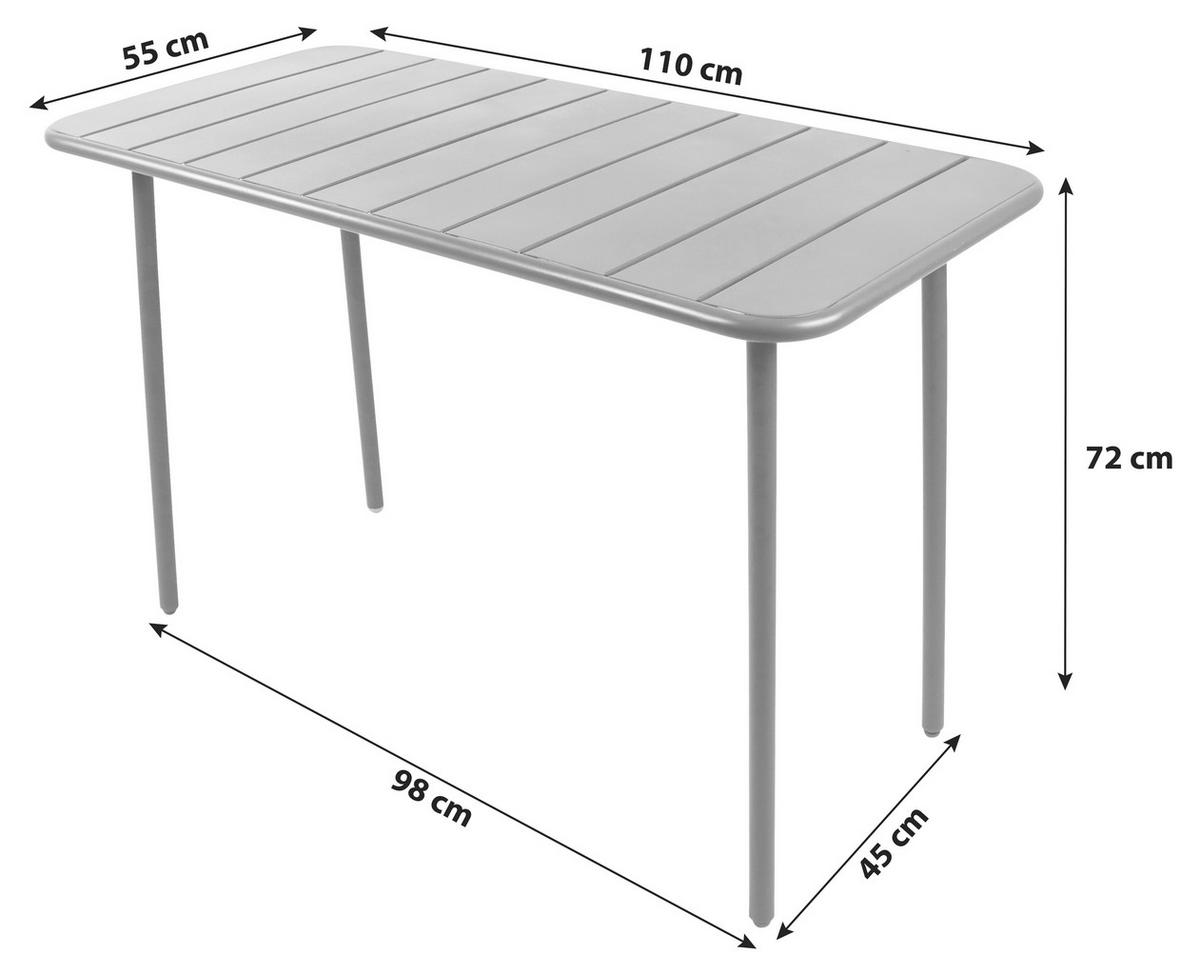 GARTENTISCH Metall, Kunststoff Schwarz rechteckig  - Schwarz, MODERN, Kunststoff/Metall (110/55/72cm) - Ambia Garden