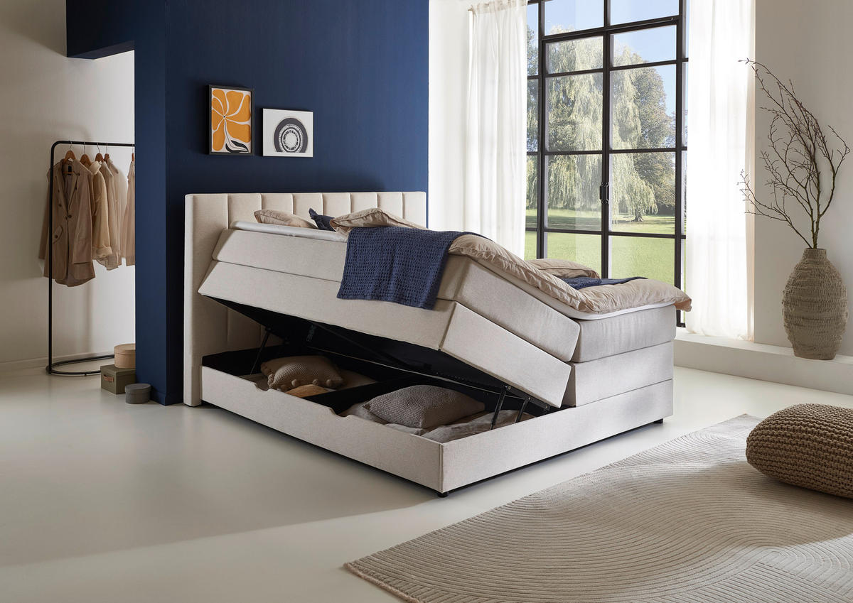 BOXBETT 180/200 cm  in Beige  - Beige/Schwarz, Basics, Holz/Textil (180/200cm) - Boxxx