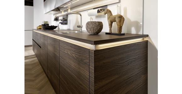 EINBAUKÜCHE - Nussbaumfarben/Weiß, Design, Holzwerkstoff/Kunststoff - Dieter Knoll