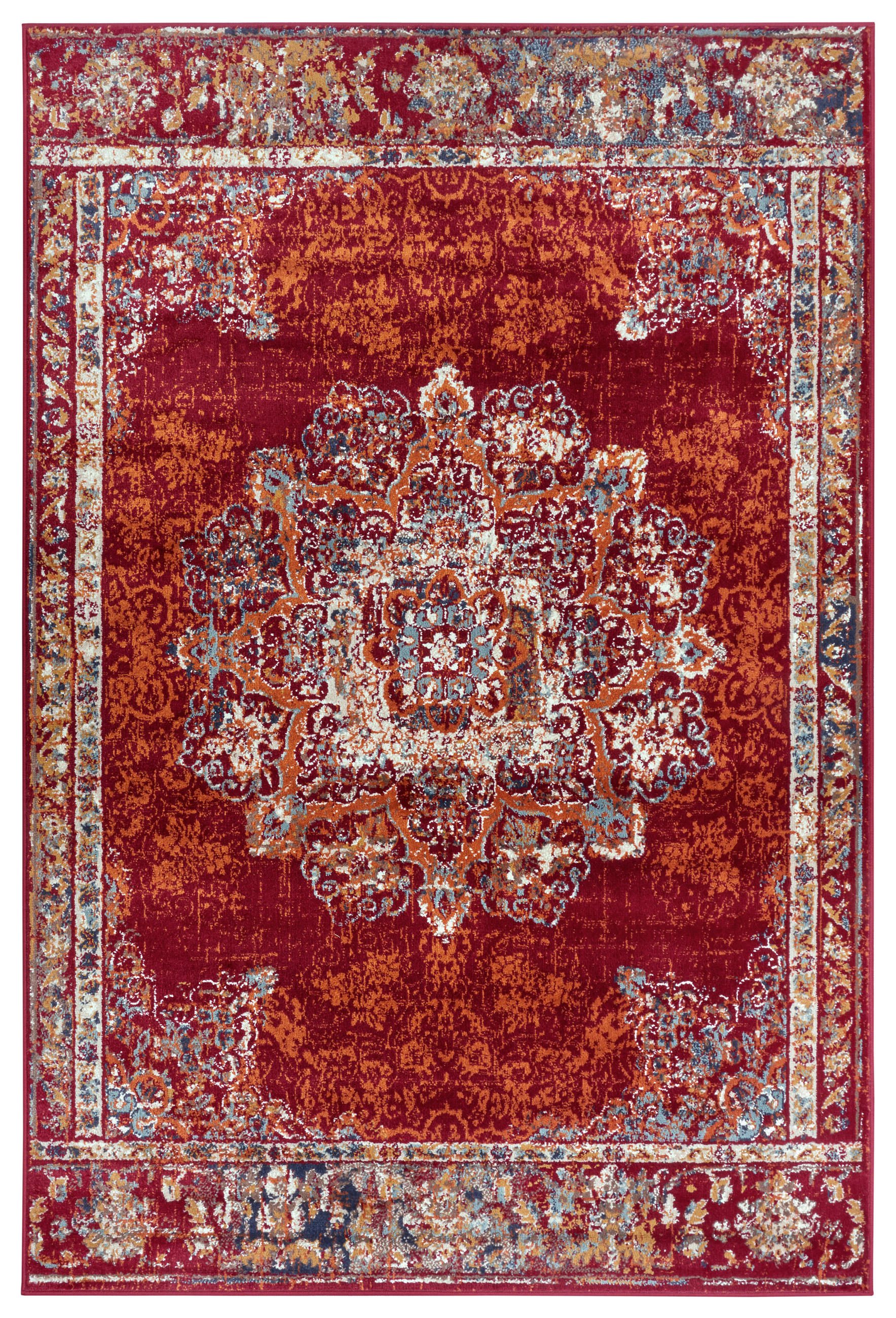 FLACHWEBETEPPICH  Wohnzimmer 120/170 cm Luxor Multicolor, Rot rechteckig  - Rot/Multicolor, Design, Kunststoff/Textil (120/170cm) - Hanse Home