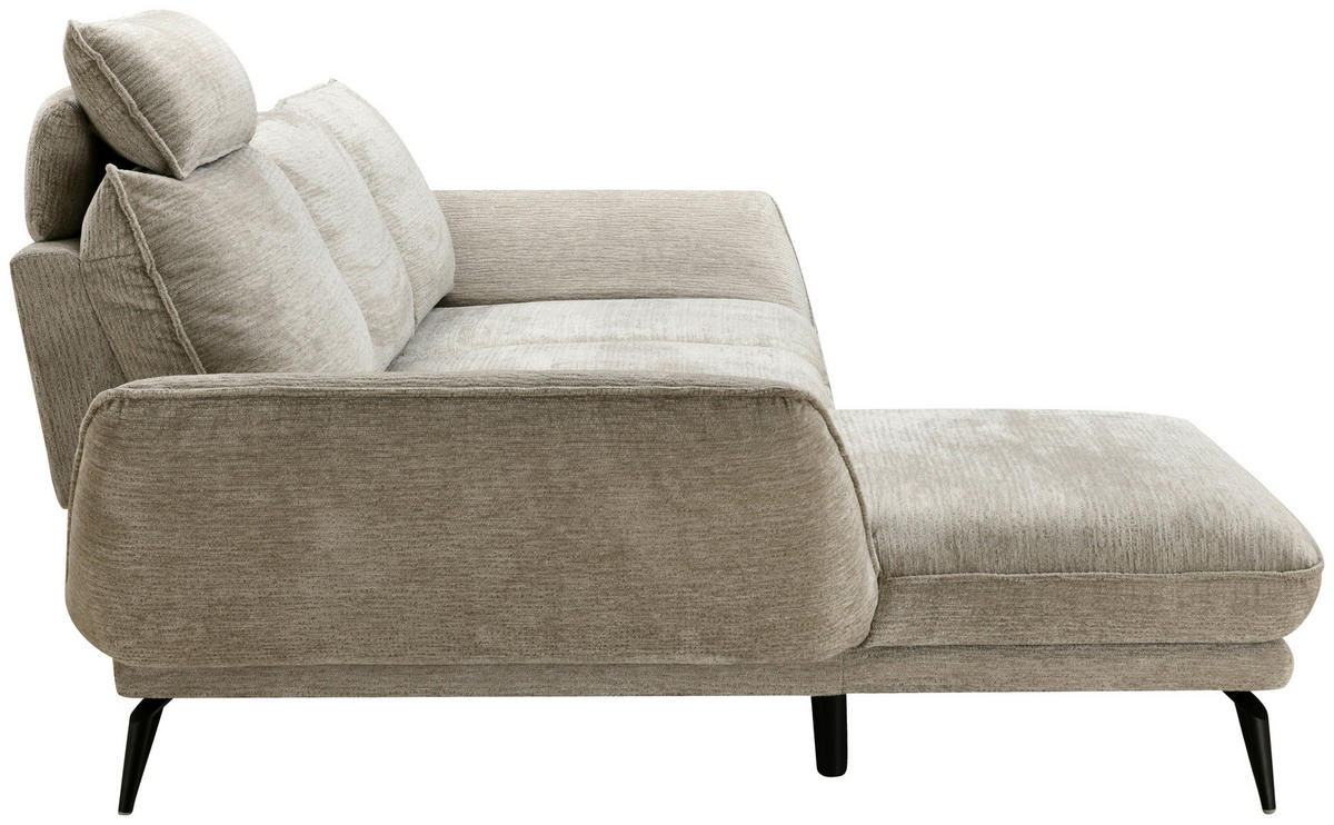ECKSOFA Beige Mikrofaser  - Beige/Schwarz, Design, Textil/Metall (170/325cm) - Novel