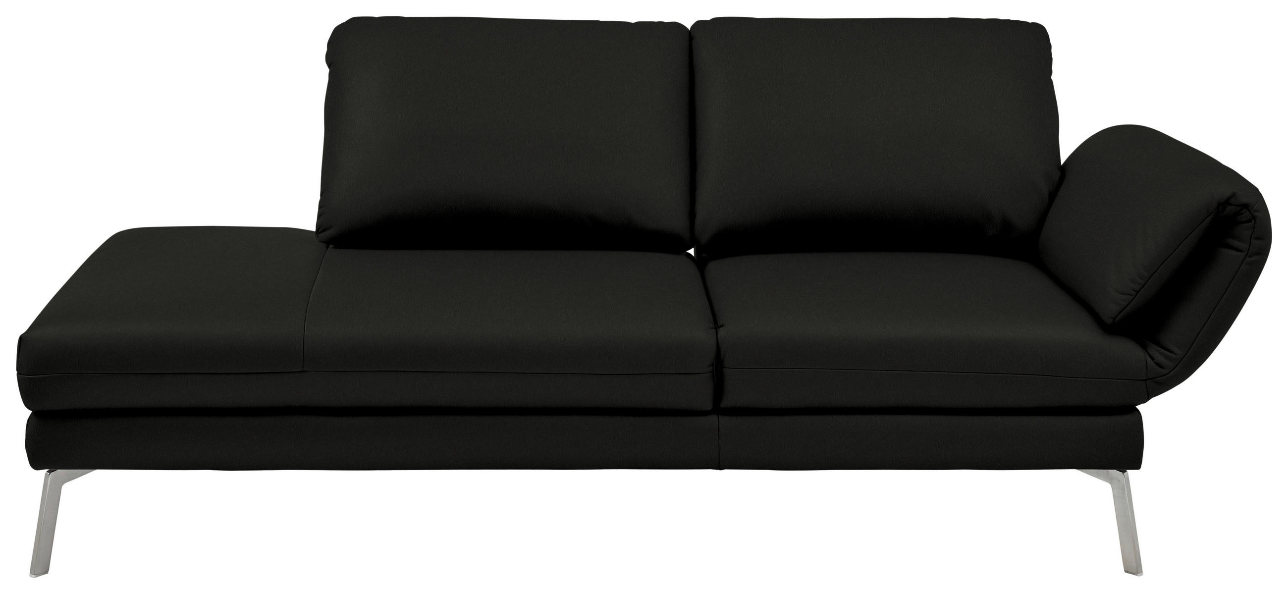 RÉCAMIERE in Echtleder Schwarz  - Chromfarben/Schwarz, Design, Leder/Metall (209/85-109/95-16cm) - Dieter Knoll