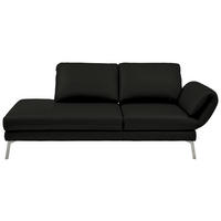 RÉCAMIERE in Echtleder Schwarz  - Chromfarben/Schwarz, Design, Leder/Metall (209/85-109/95-16cm) - Dieter Knoll