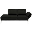 RÉCAMIERE in Echtleder Schwarz  - Chromfarben/Schwarz, Design, Leder/Metall (209/85-109/95-16cm) - Dieter Knoll