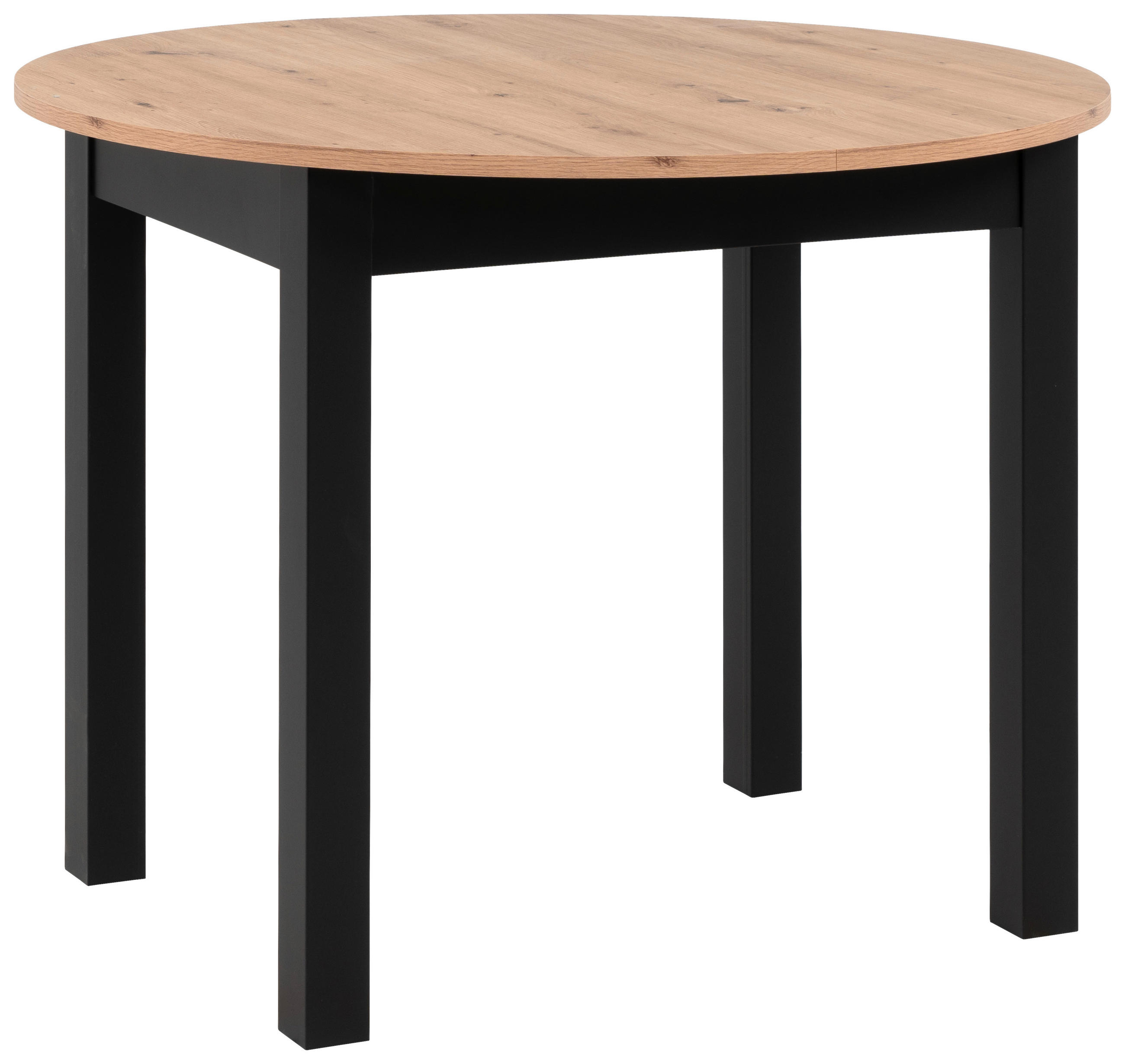 ESSTISCH Schwarz, Eiche Artisan rund  ausziehbar  - Schwarz/Eiche Artisan, Basics, Holzwerkstoff (100/75cm) - MID.YOU