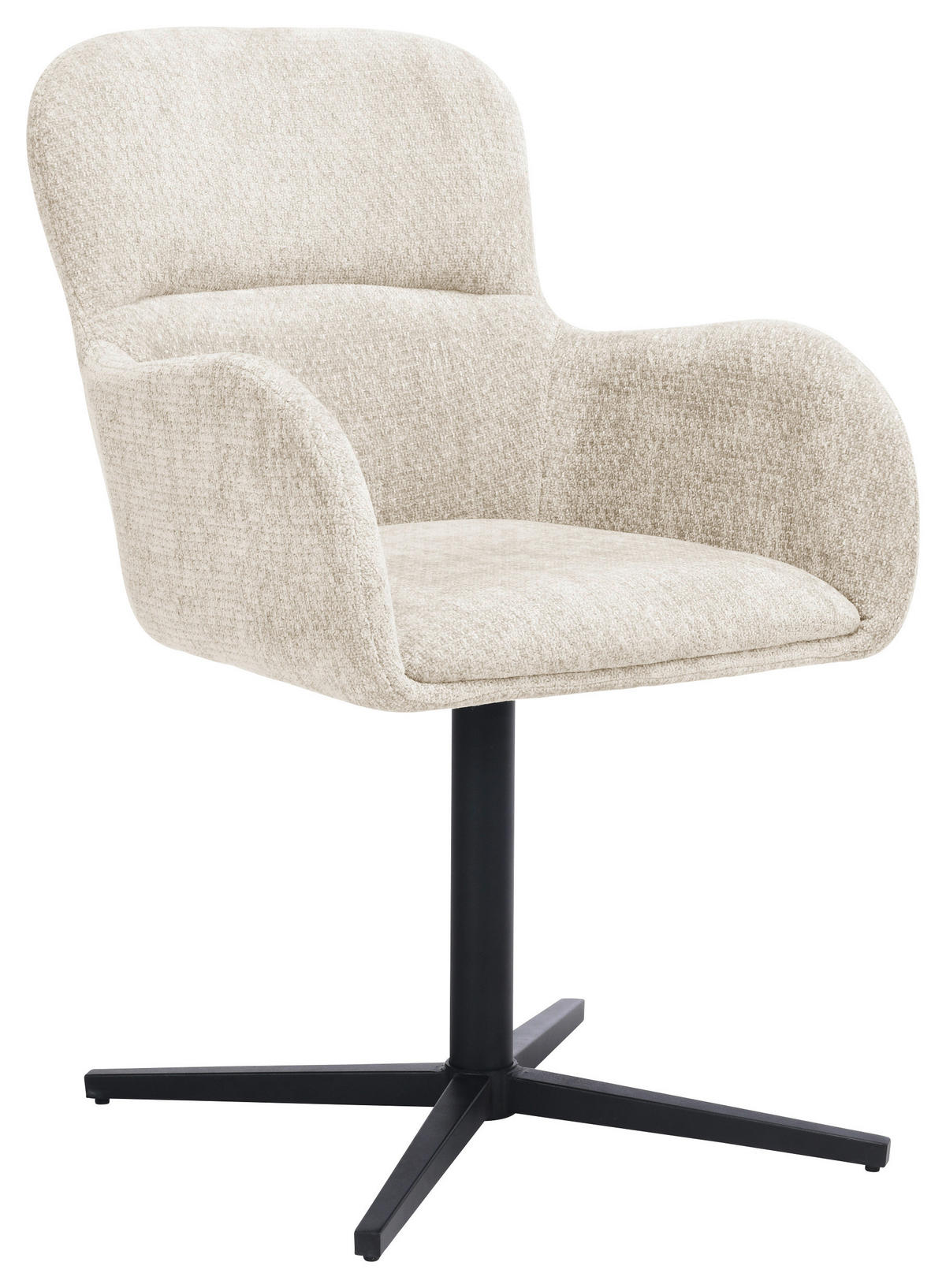ARMLEHNSTUHL  in Eisen Chenille  - Beige/Schwarz, MODERN, Holz/Textil (57/85/63cm) - Livetastic