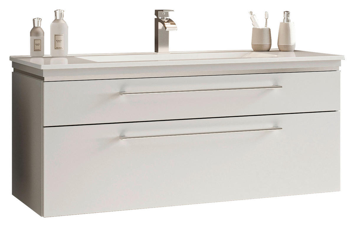 WASCHTISCHKOMBI 122 cm  - Chromfarben/Weiss, Modern, Holzwerkstoff/Stein (122cm) - Novel