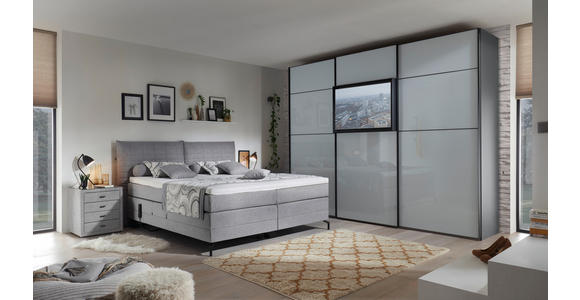 BOXSPRINGBETT 180/200 cm  in Hellgrau  - Hellgrau/Schwarz, KONVENTIONELL, Textil/Metall (180/200cm) - Esposa