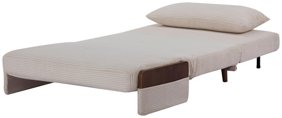 SCHLAFSESSEL Cord Creme    - Hellbraun/Creme, MODERN, Holz/Textil (107/82/91cm) - Livetastic